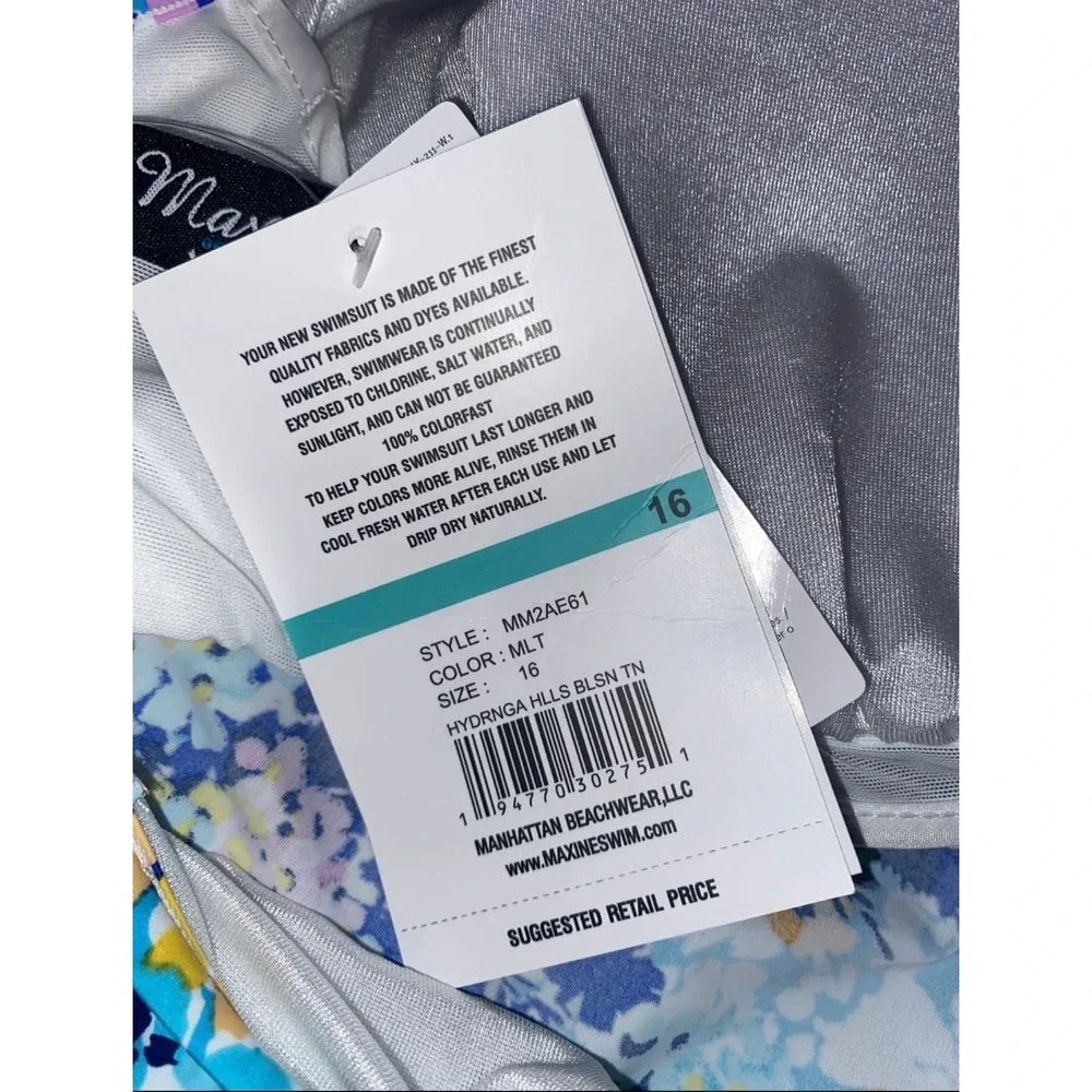 Bandeau‎ Tankini Swimsuit Top, sz 16 NWT